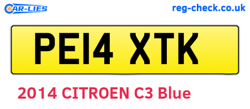 PE14XTK are the vehicle registration plates.