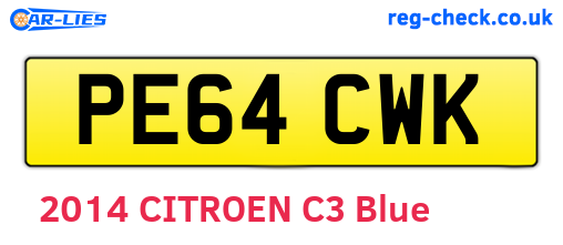 PE64CWK are the vehicle registration plates.