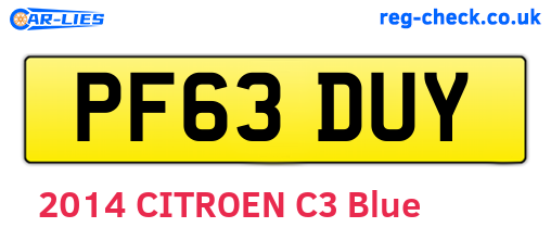 PF63DUY are the vehicle registration plates.