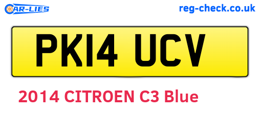 PK14UCV are the vehicle registration plates.