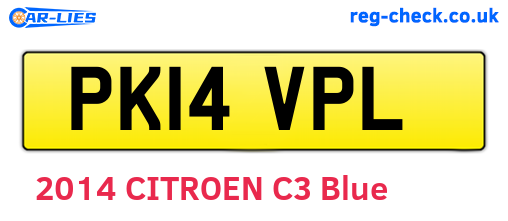 PK14VPL are the vehicle registration plates.