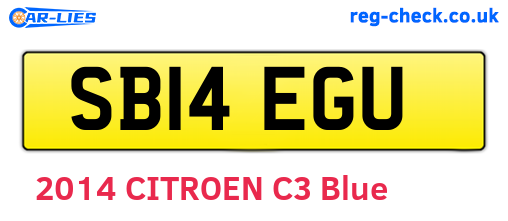 SB14EGU are the vehicle registration plates.