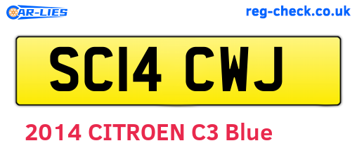 SC14CWJ are the vehicle registration plates.