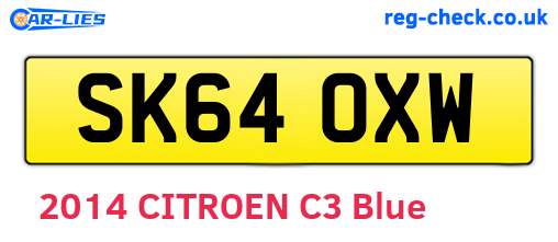 SK64OXW are the vehicle registration plates.
