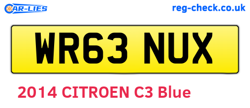 WR63NUX are the vehicle registration plates.