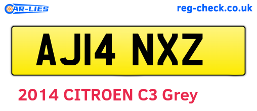 AJ14NXZ are the vehicle registration plates.