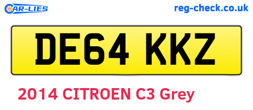 DE64KKZ are the vehicle registration plates.