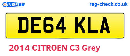 DE64KLA are the vehicle registration plates.