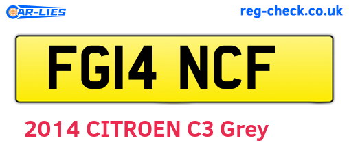 FG14NCF are the vehicle registration plates.