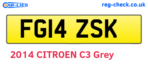 FG14ZSK are the vehicle registration plates.