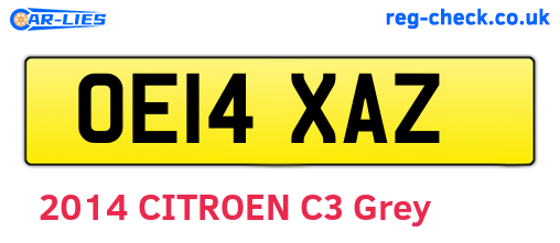 OE14XAZ are the vehicle registration plates.