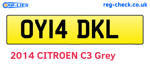 OY14DKL are the vehicle registration plates.