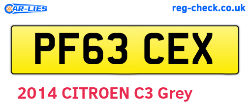 PF63CEX are the vehicle registration plates.
