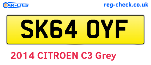 SK64OYF are the vehicle registration plates.