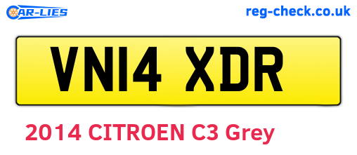 VN14XDR are the vehicle registration plates.