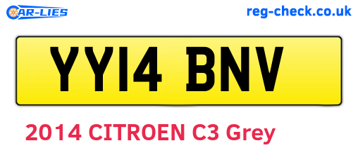 YY14BNV are the vehicle registration plates.