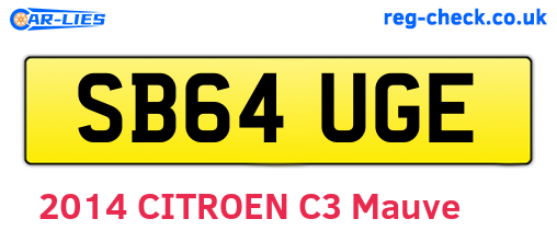SB64UGE are the vehicle registration plates.