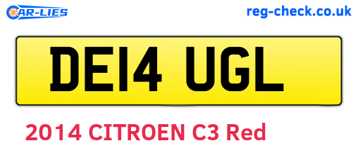DE14UGL are the vehicle registration plates.