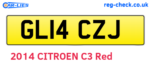 GL14CZJ are the vehicle registration plates.