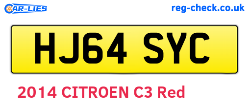 HJ64SYC are the vehicle registration plates.