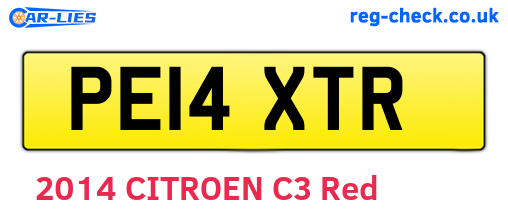 PE14XTR are the vehicle registration plates.