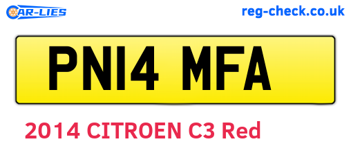PN14MFA are the vehicle registration plates.