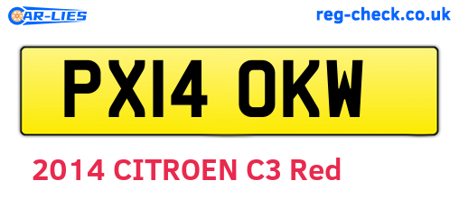 PX14OKW are the vehicle registration plates.