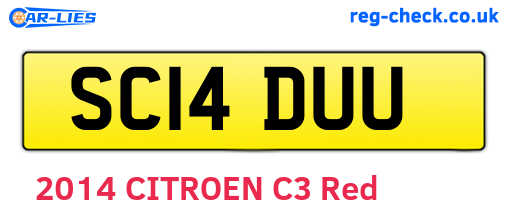 SC14DUU are the vehicle registration plates.