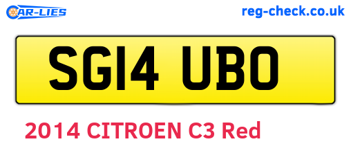 SG14UBO are the vehicle registration plates.