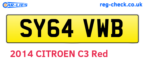 SY64VWB are the vehicle registration plates.