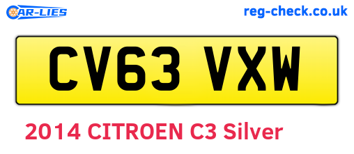 CV63VXW are the vehicle registration plates.