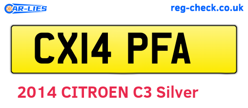 CX14PFA are the vehicle registration plates.