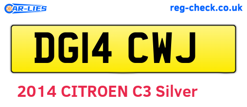 DG14CWJ are the vehicle registration plates.