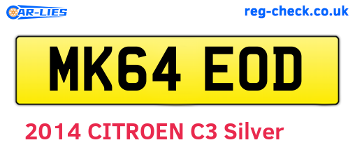 MK64EOD are the vehicle registration plates.