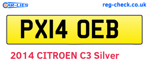 PX14OEB are the vehicle registration plates.