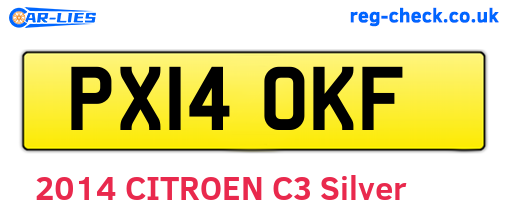PX14OKF are the vehicle registration plates.