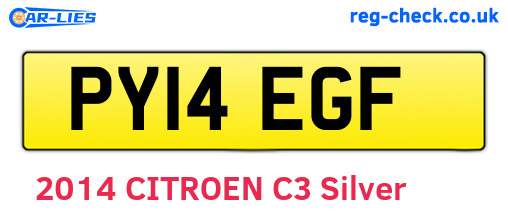 PY14EGF are the vehicle registration plates.
