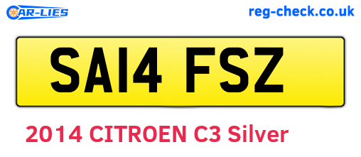 SA14FSZ are the vehicle registration plates.