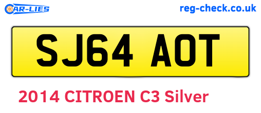 SJ64AOT are the vehicle registration plates.