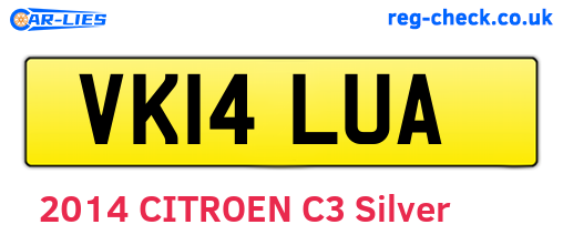 VK14LUA are the vehicle registration plates.