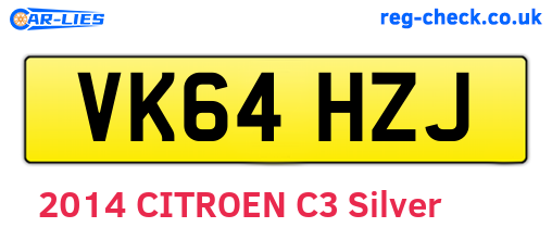 VK64HZJ are the vehicle registration plates.