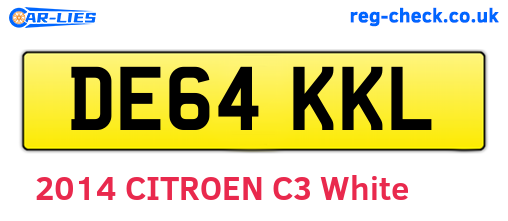 DE64KKL are the vehicle registration plates.