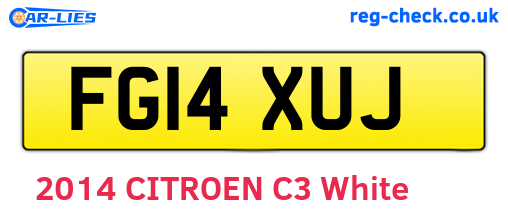 FG14XUJ are the vehicle registration plates.