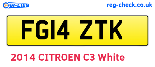 FG14ZTK are the vehicle registration plates.