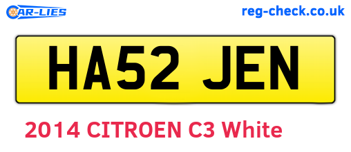 HA52JEN are the vehicle registration plates.