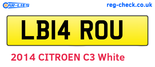 LB14ROU are the vehicle registration plates.