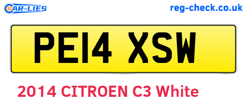 PE14XSW are the vehicle registration plates.