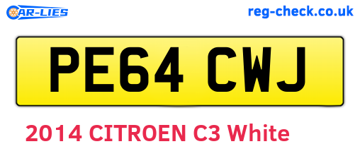 PE64CWJ are the vehicle registration plates.