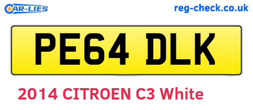 PE64DLK are the vehicle registration plates.