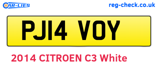 PJ14VOY are the vehicle registration plates.